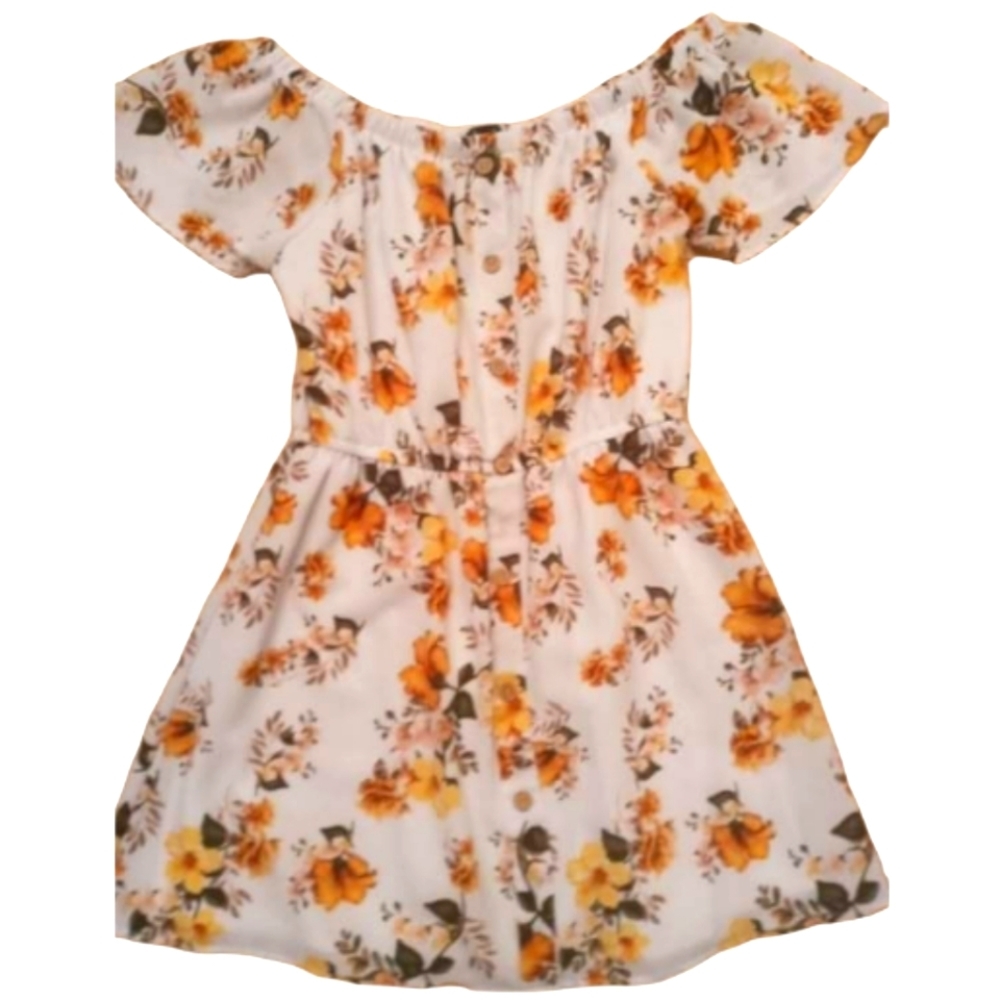 Justify Large White Short Sleeve Button Up Sunflower Floral Dress